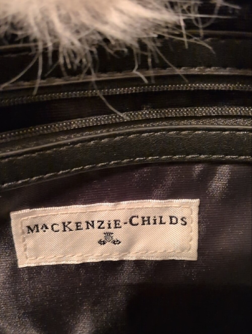 MacKenzie-Childs Black and White Checkered Faux Fur Tote - Picture 2 of 3
